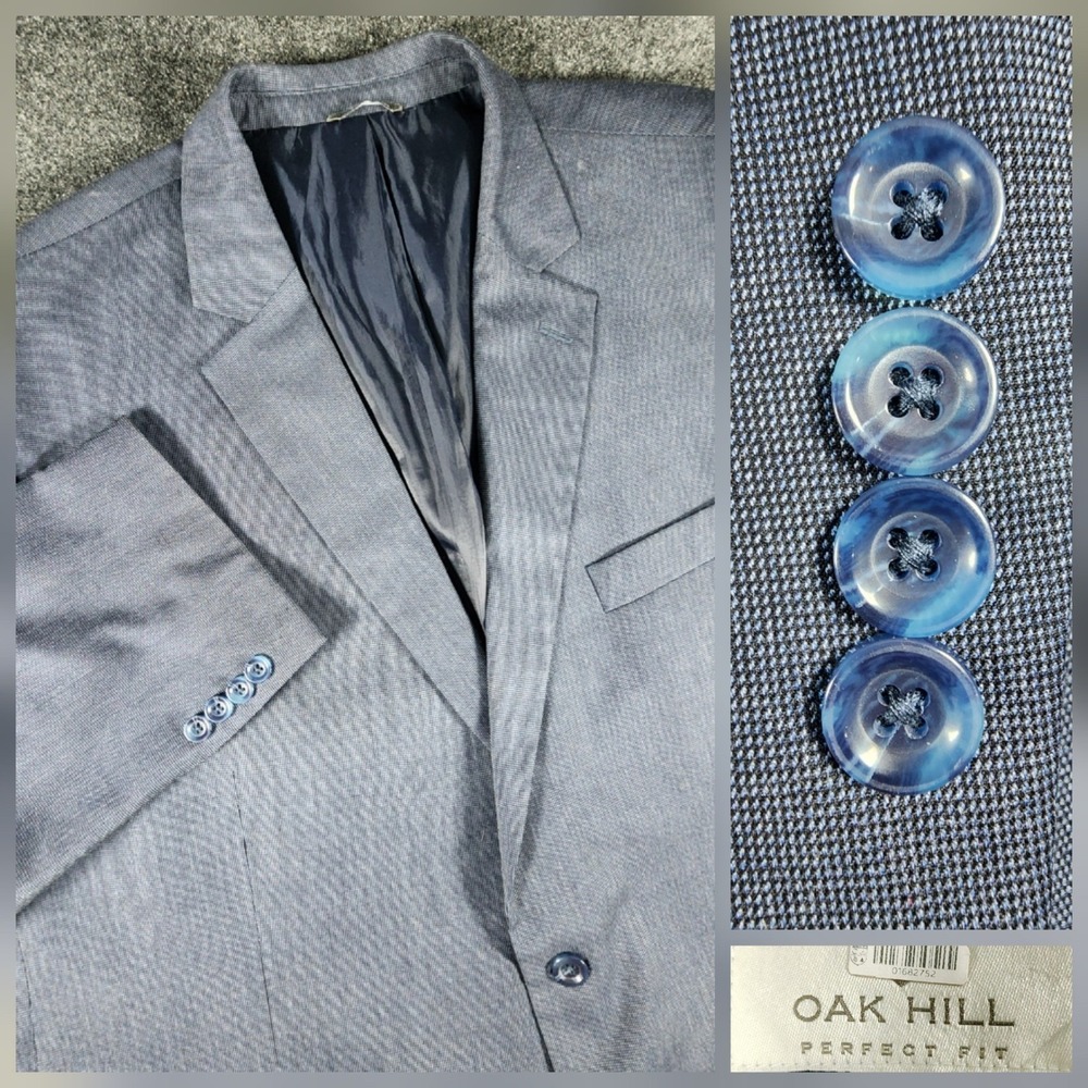Oak Hill Blazer Men 56L Blue Perfect Fit Stretch 2-Button Sport Coat Jacket DXL